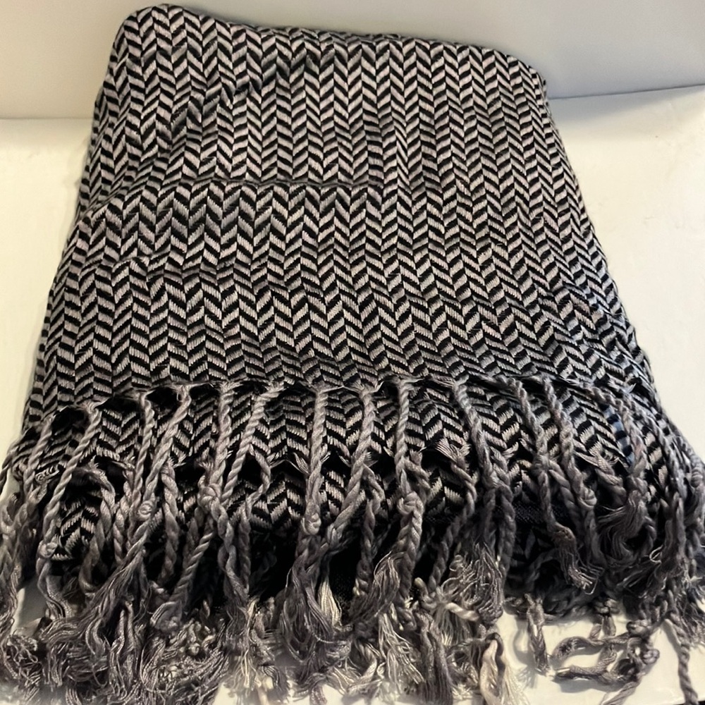 Black and Silver Chevron Patterned Scarf
